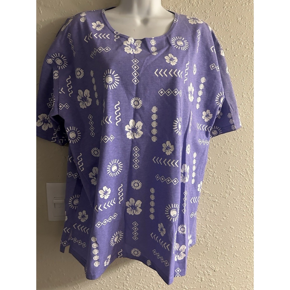 New 2X Looking Good Co Lavender Floral Top #1150*10**